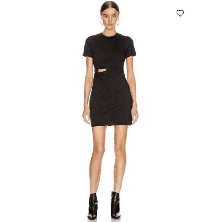 T By Alexander Wang Dress Size Medium Compact Jersey Cut Out Knot Black Mini