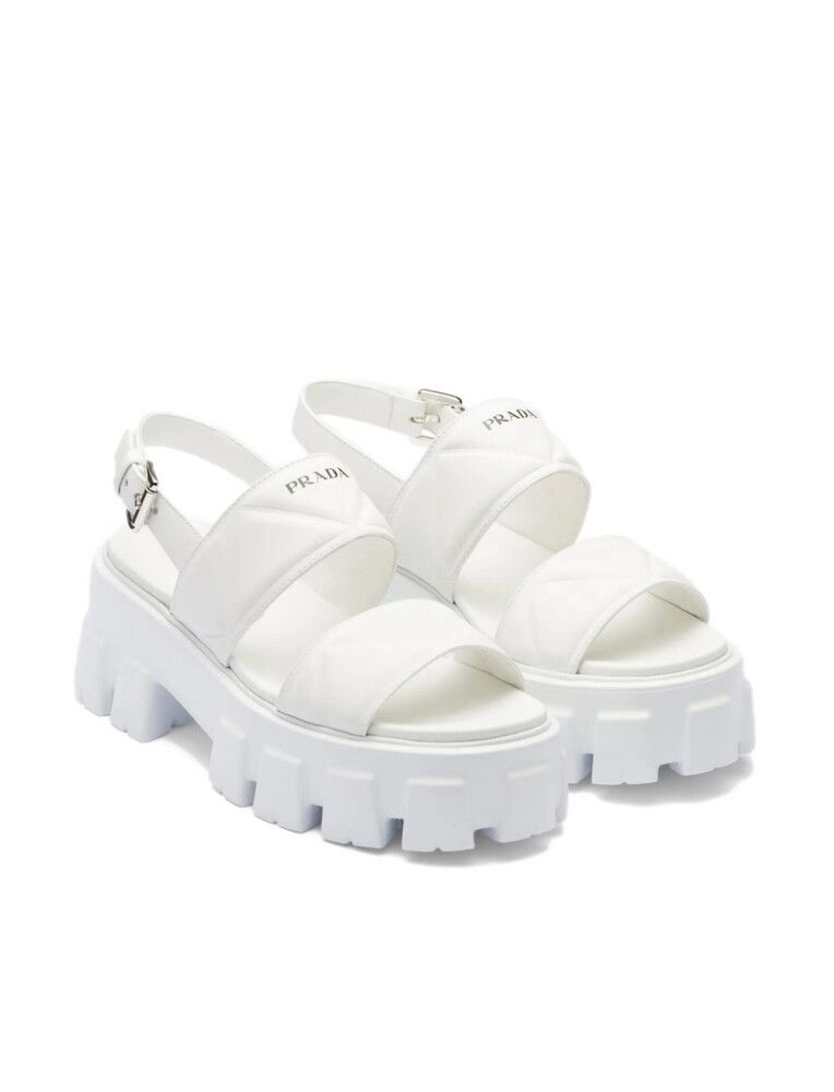 PRADA MONOLITH LEATHER SANDALS - BRAND NEW