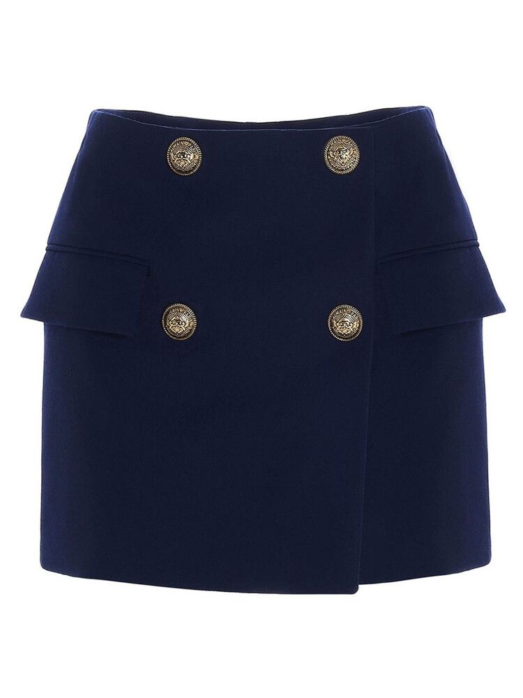BALMAIN wool mini skirt - navy