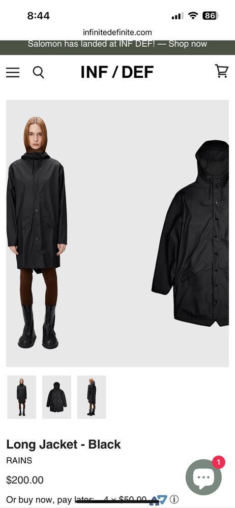 Rains Black Long Jacket