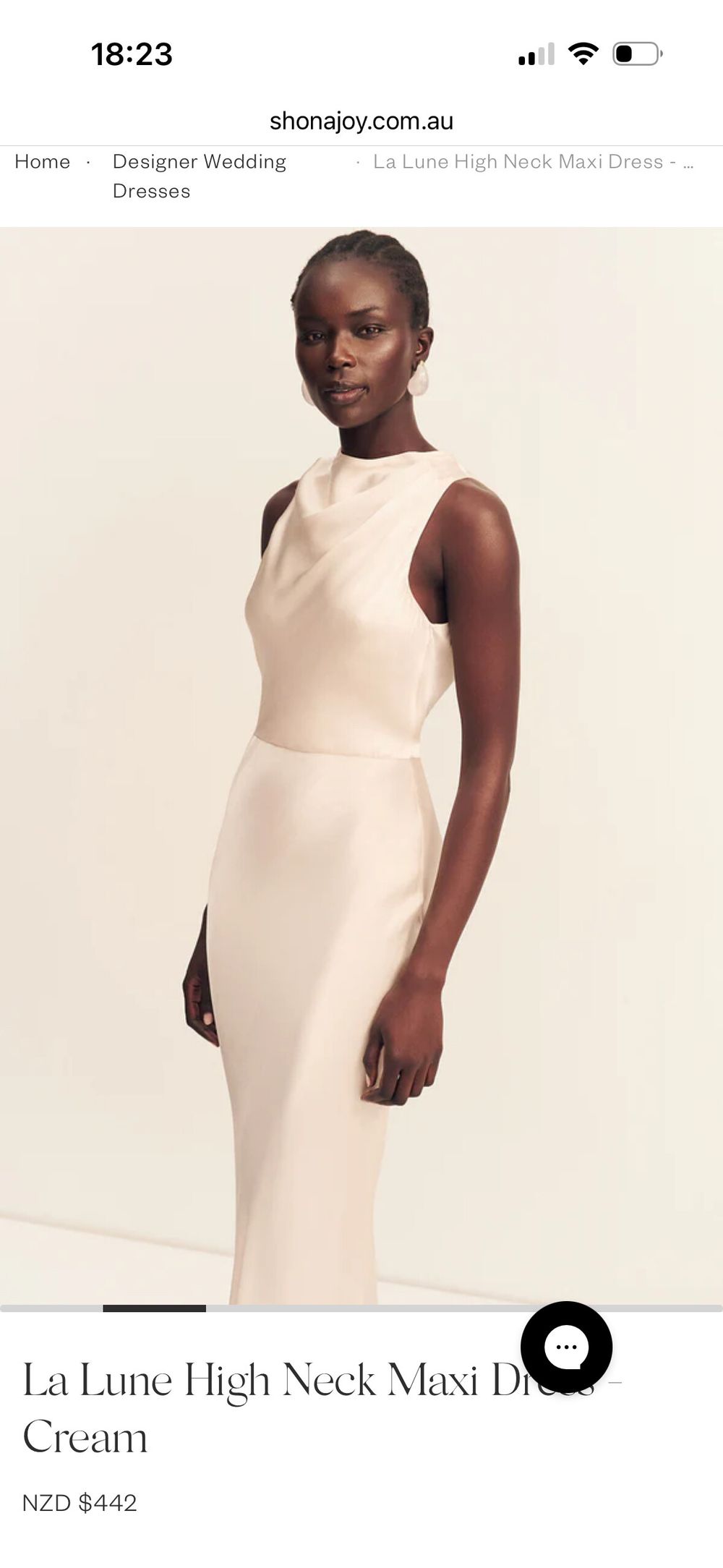 SHONA JOY La Lune High Neck Maxi Dress Cream