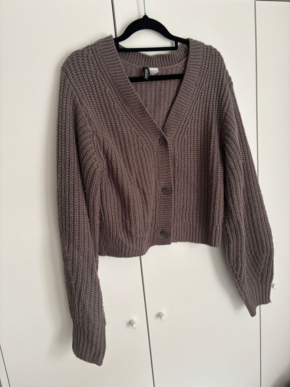 H&M Grey Ribbed Knit Cardigan