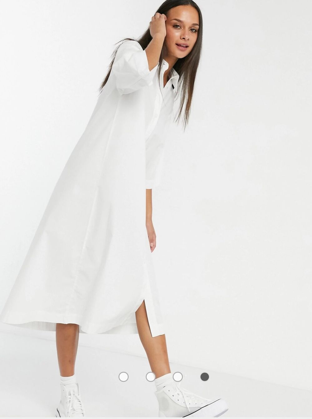 monki cotton dress Long-Sleeved Cotton Mini Dress