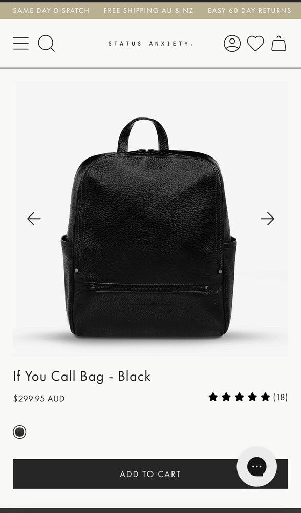 Status Anxiety Black Leather Backpack