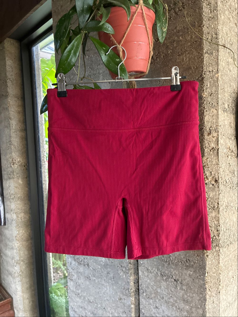 Body Red Ribbed Shorts