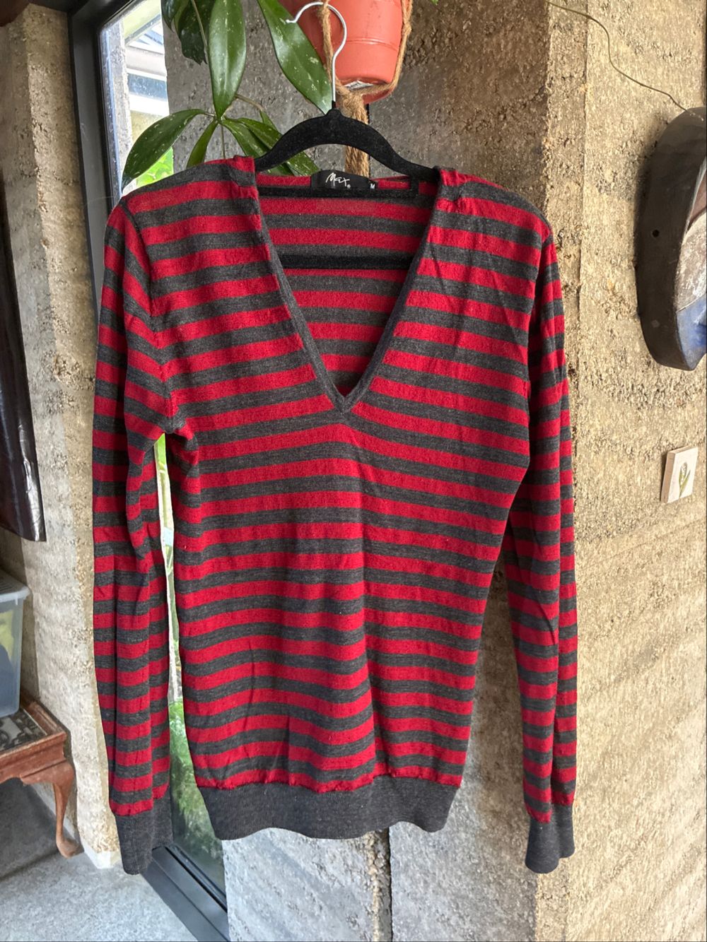 Mat Red and Grey Striped Jumper