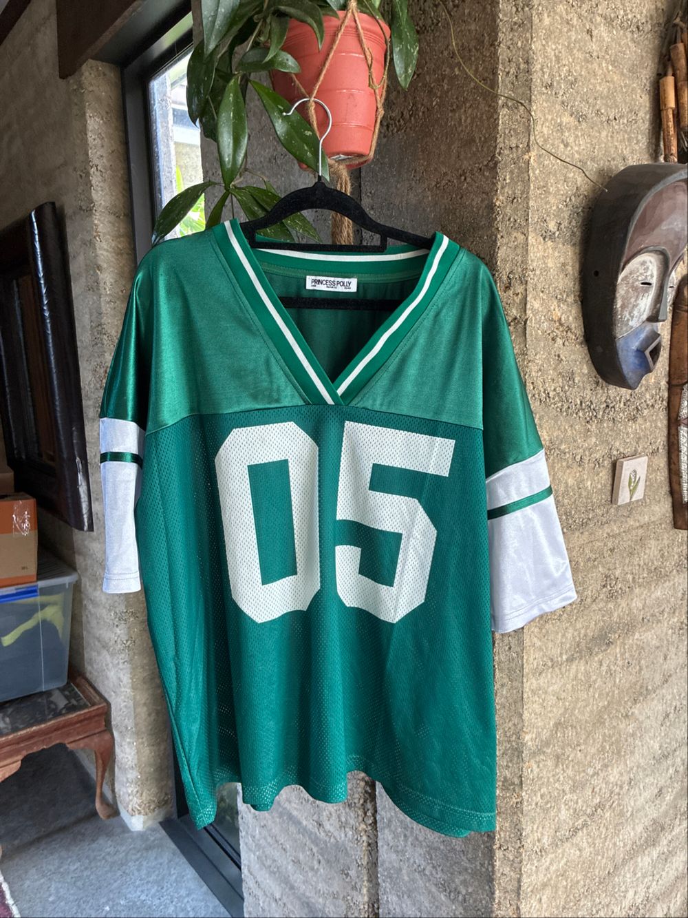Princess Polly Green Mesh Jersey Top