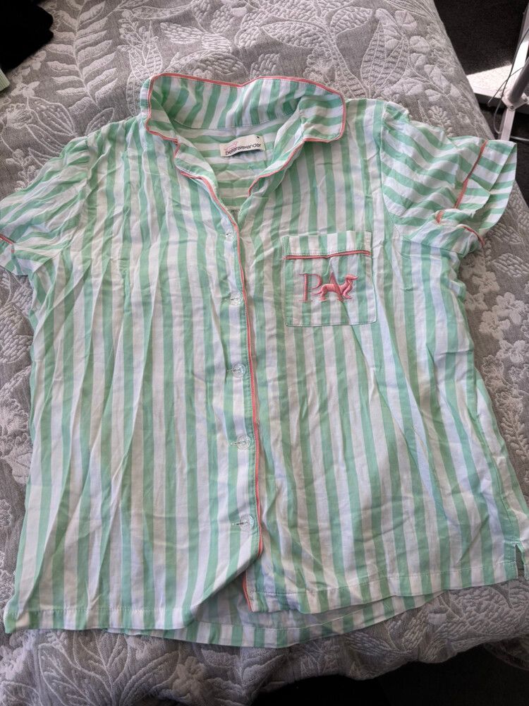 Peter Alexander Green Stripe Top Size M
