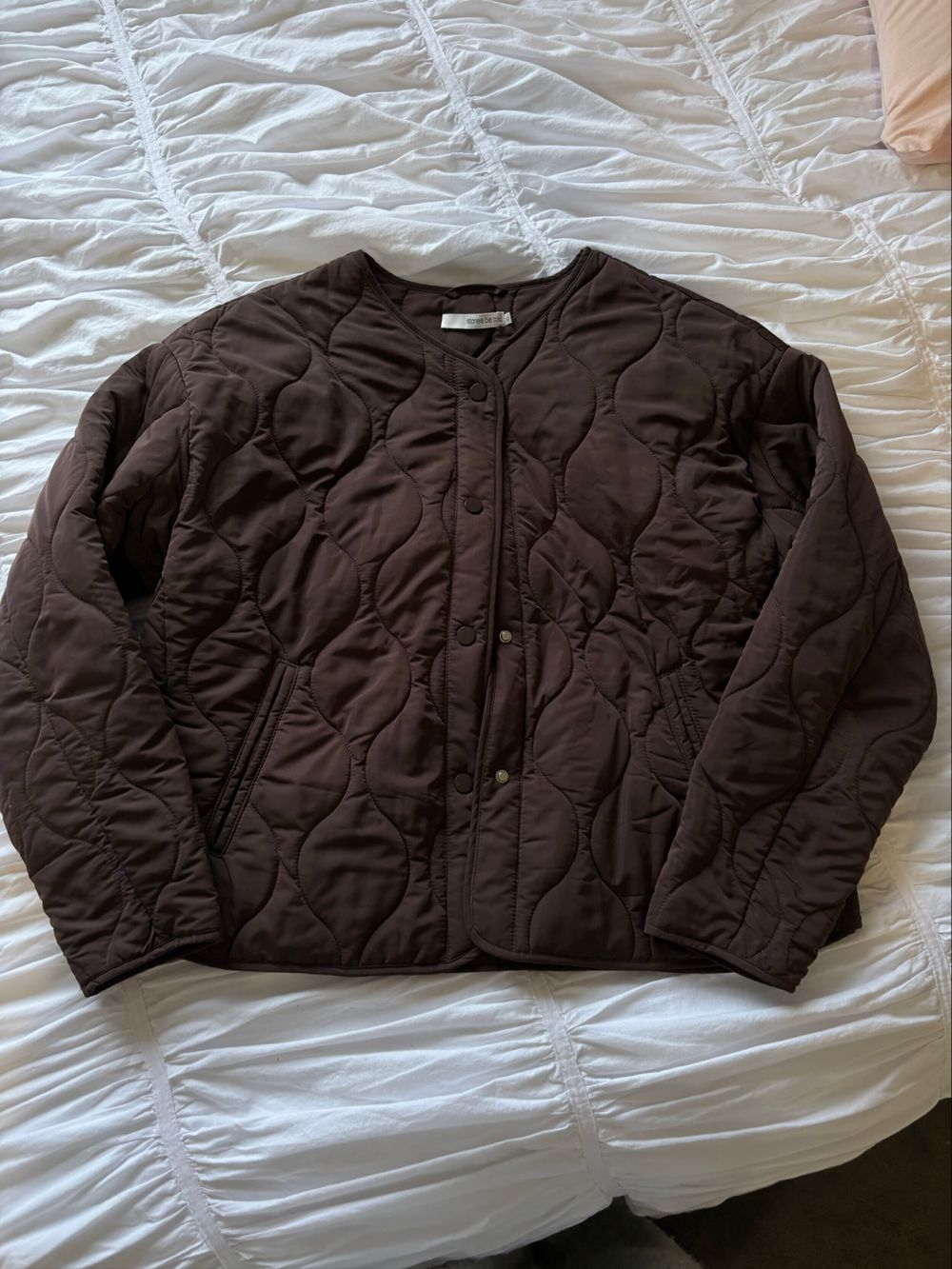 Apex Chocolate Collarless Quilted Puffer Jacket