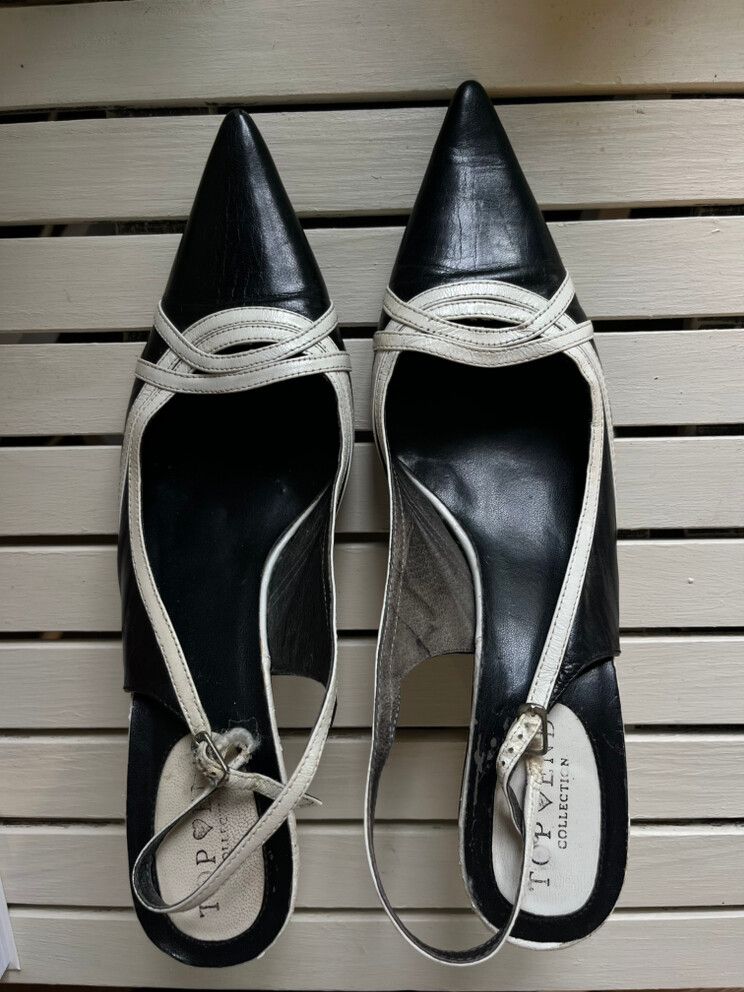 Black Leather Kitten Heels