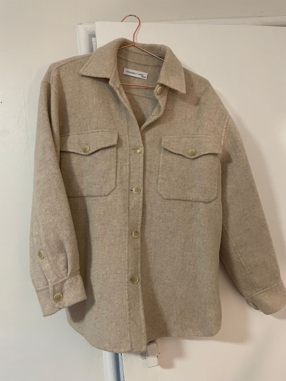 Assembly Label wool shacket
