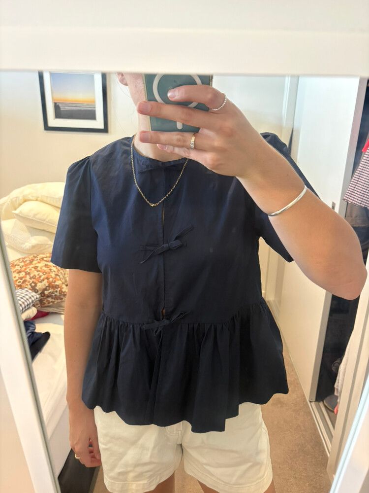 Stella + Gemma Navy Peplum Top