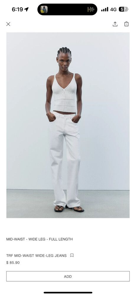 TRF Mid Waist Wide Leg Jeans with Fray Hem