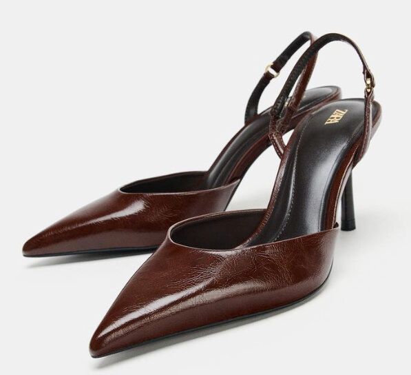 Zara Brown Slingback Heels