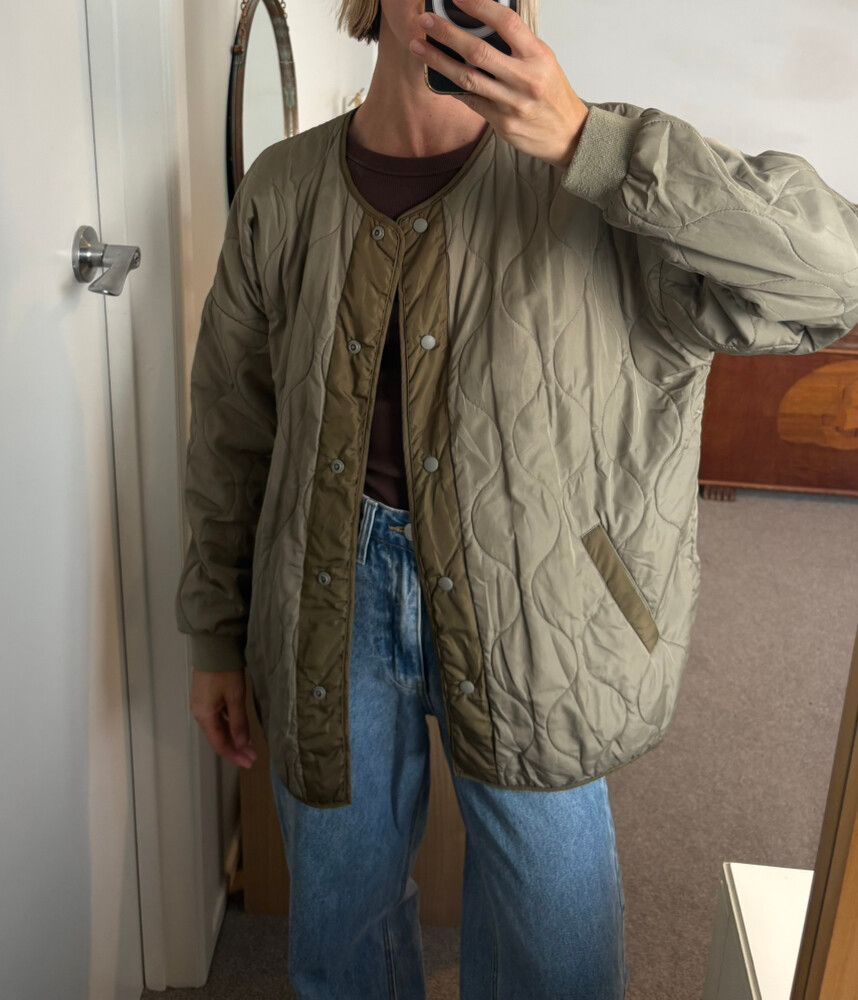 Noisy May Khaki Green Quilted Jacket