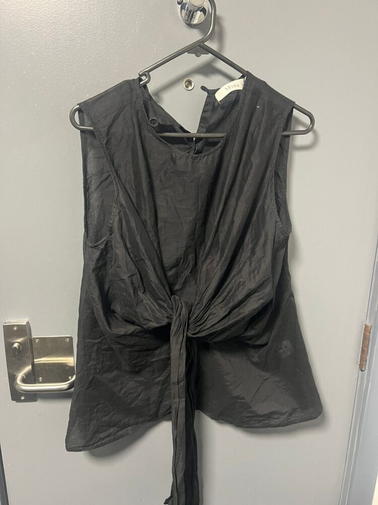 Mina Black Tie Front Top