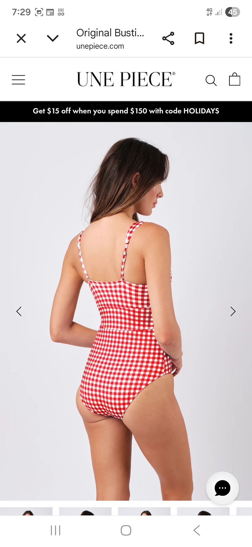 Une Piece Red Gingham Swimsuit