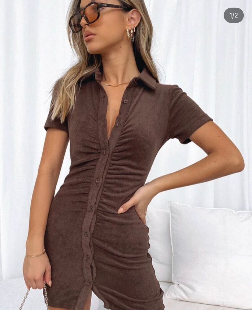 White Fox Brown Mini Dress