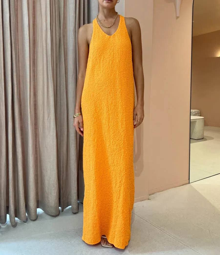 camilla and marc orange dress CAMILLA & MARC Nemesia Dress Orange Side Cut Out Long Sleeve Naked Pear