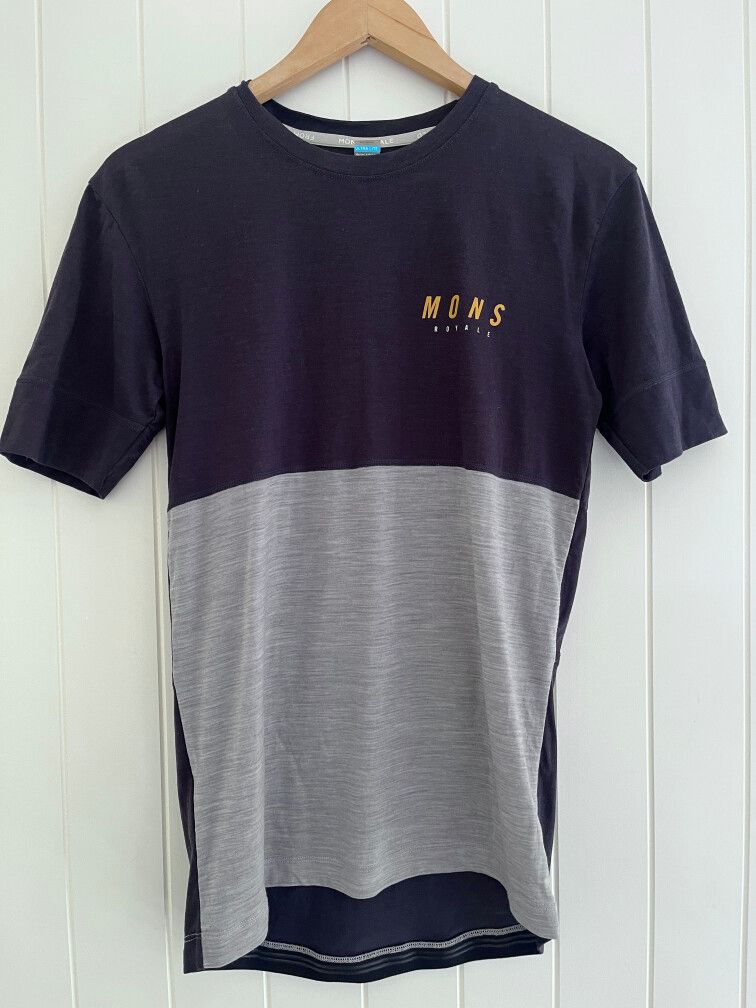 Mons Royale Navy & Grey Merino T-Shirt