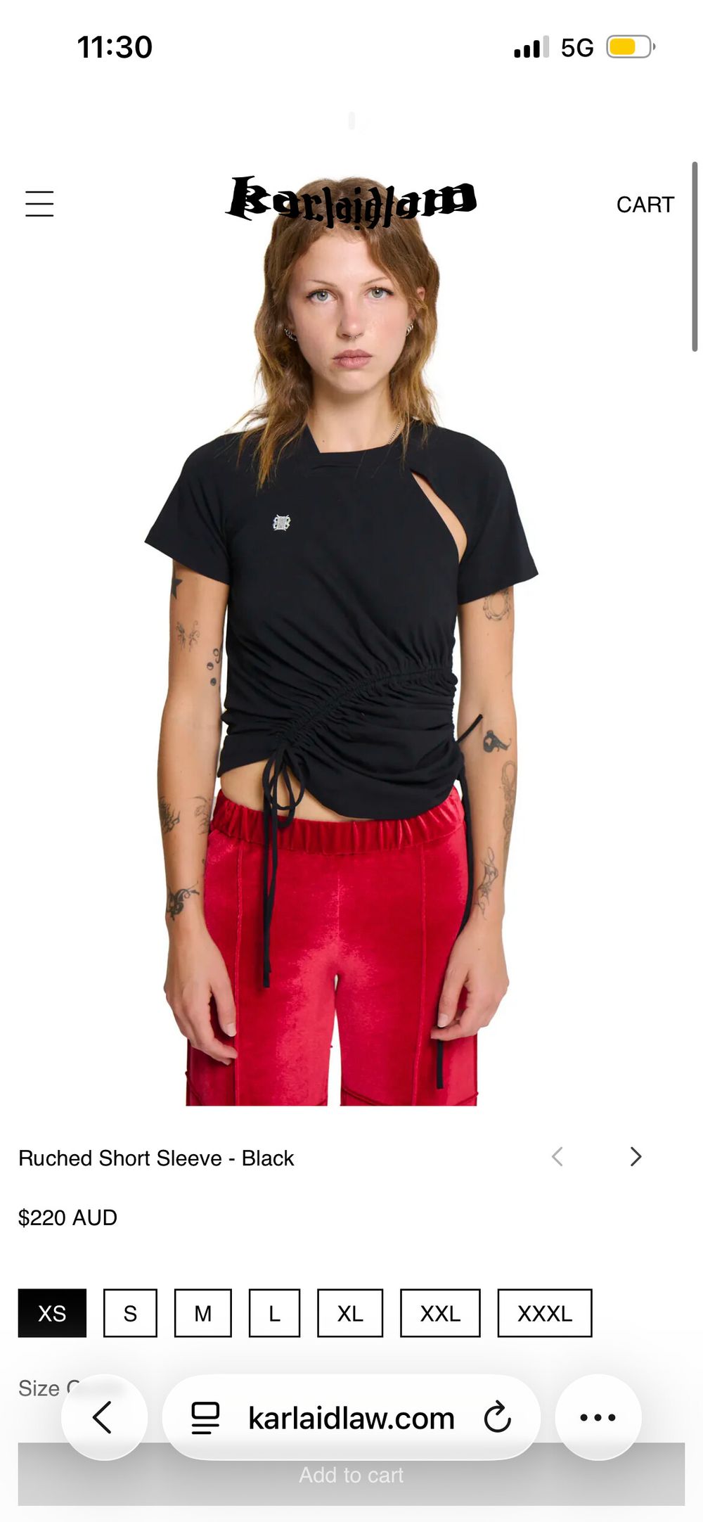 Karlaidlaw Black Ruched Short Sleeve Top