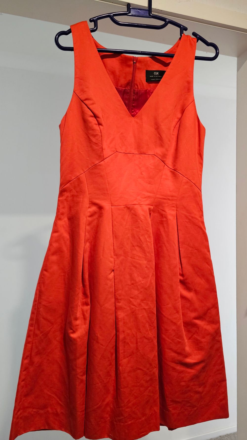 cue orange dress Cue in the City Dress Womens 6 Beige Orange Twill Fit & Flare Dress