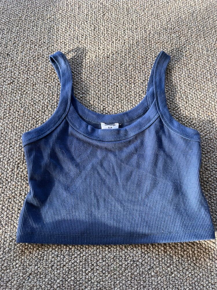 Blue Ribbed Tank Top