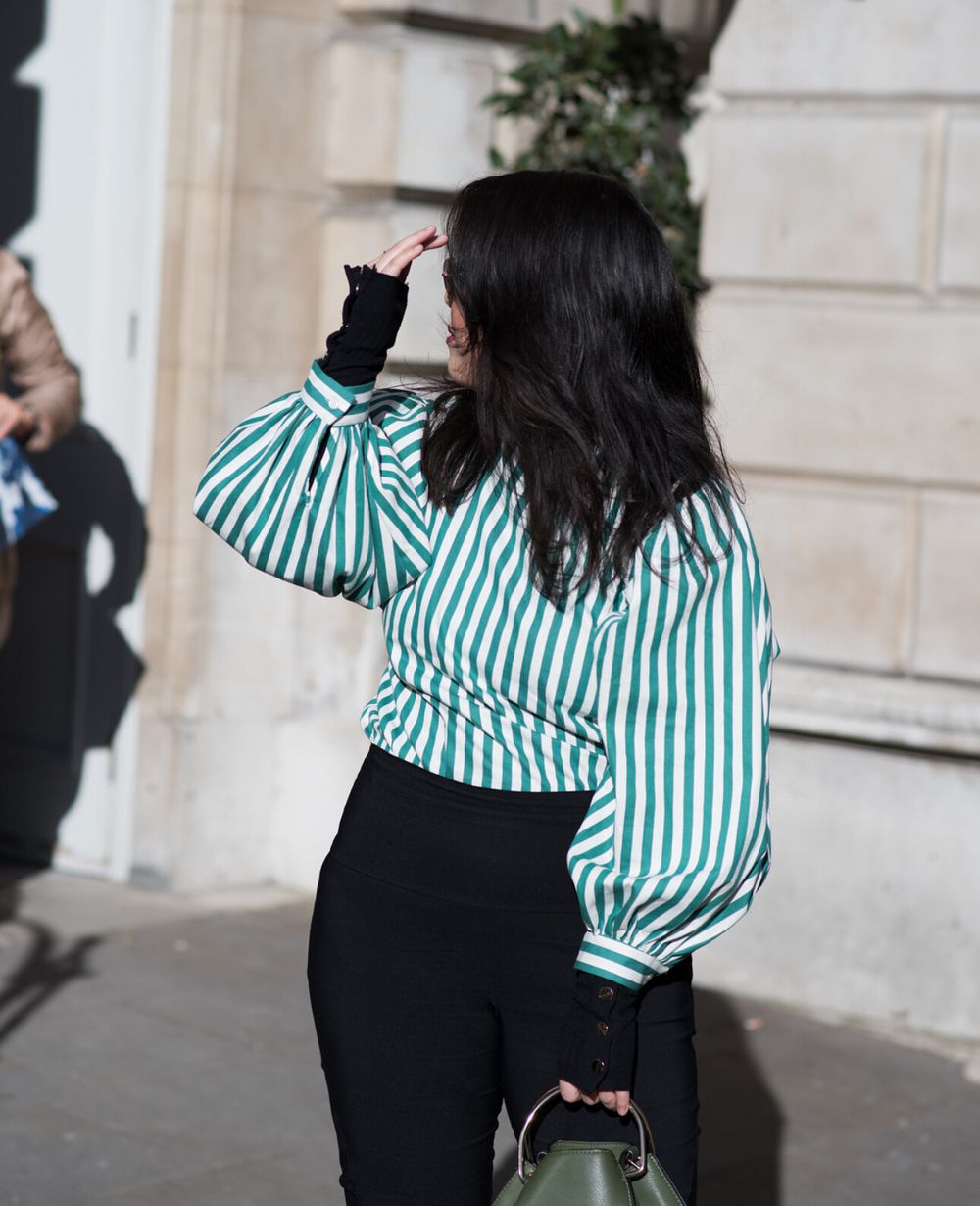 Copenhagen Style Green White Striped Blouse