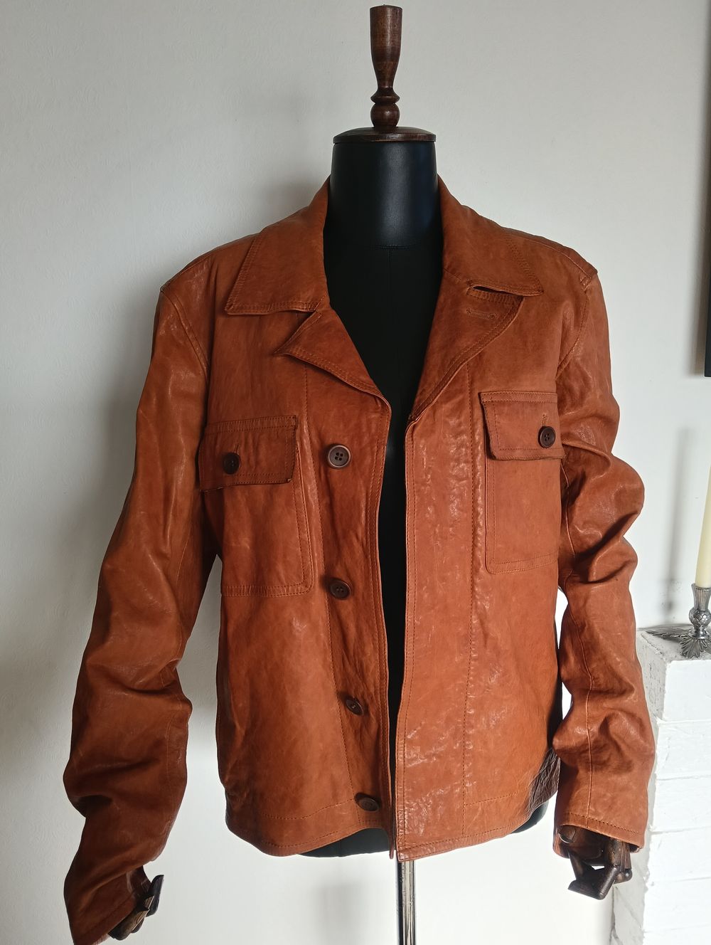 ALFRED DUNHILL - TAN LAMB LEATHER SHACKET SIZE LARGE RRP $14,500