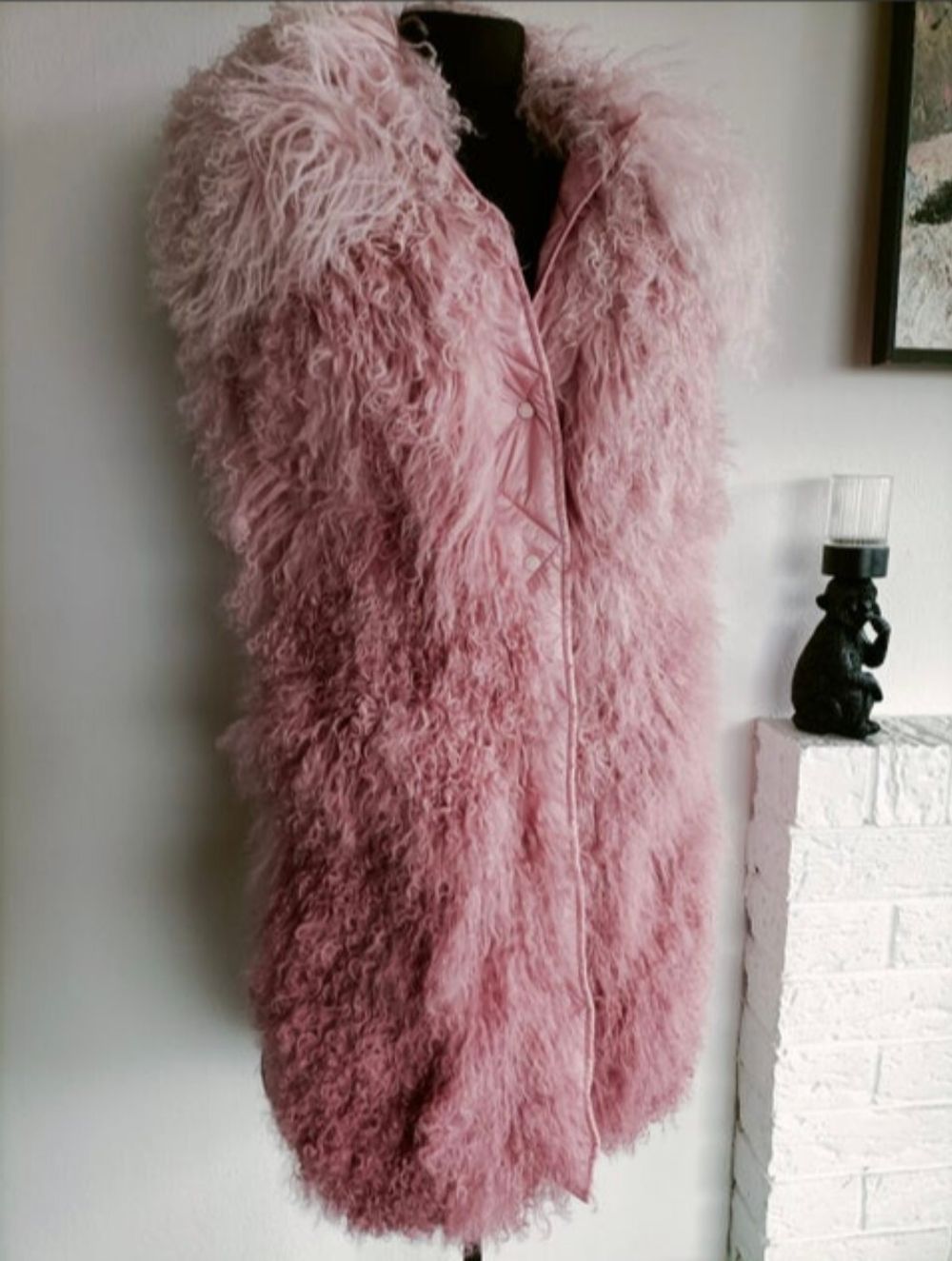 MONCLER - PINK OMBRE TIBETAN LAMB LONG GILLET SIZE 1= XS