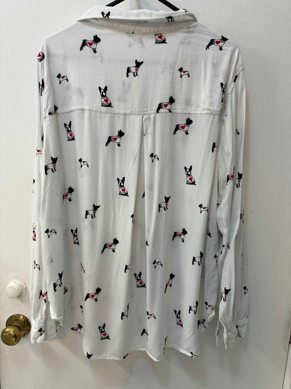 Jane + Delancey White Frenchie Dog Print Shirt