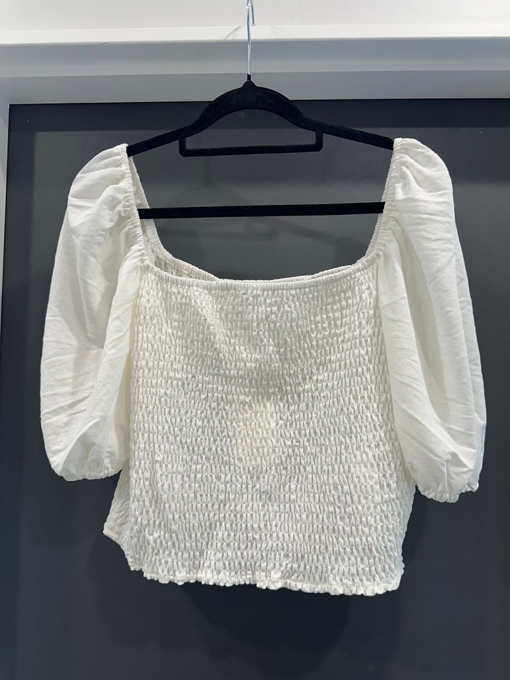 Pagani White Jersey Shirred Top