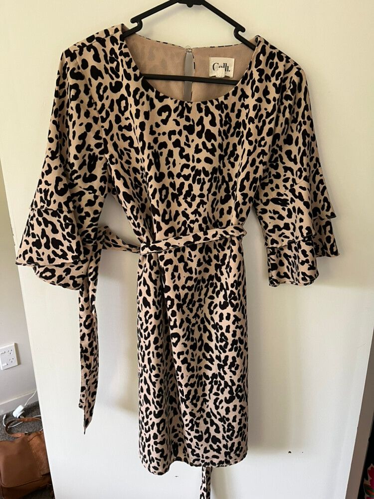 Animal Print Tie Waist Dress Size 10