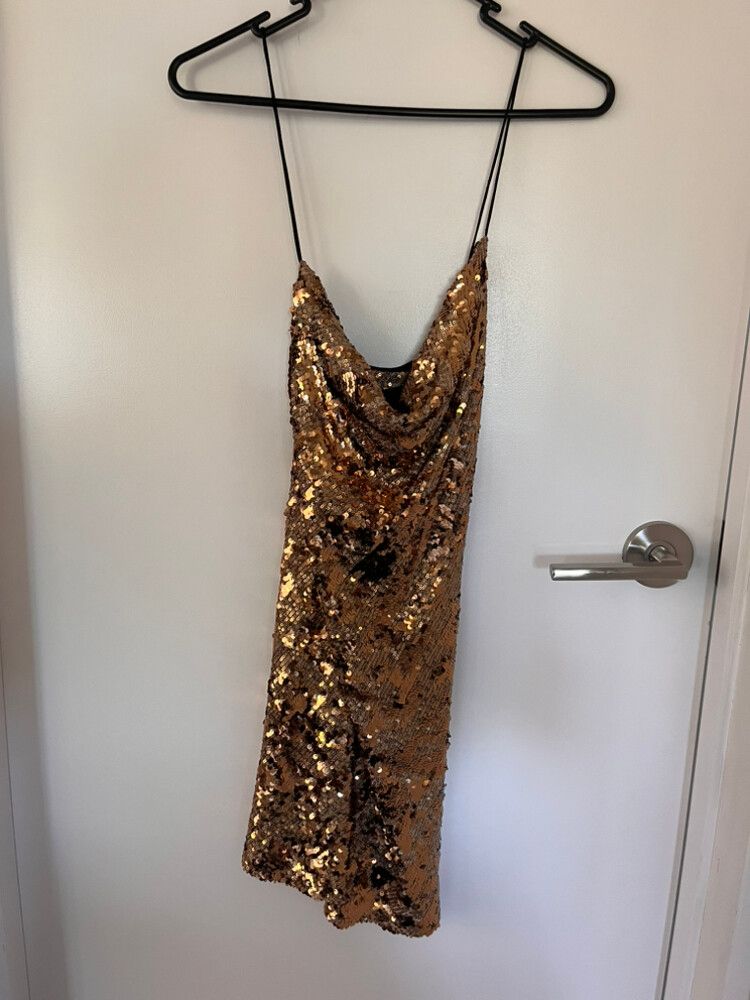 zara gold glitter dress Zara + Zippered Sequin Dress
