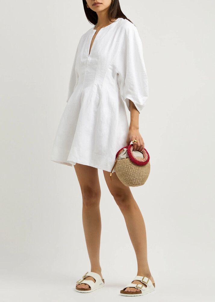 faithfull soleil linen mini dress Faithfull The Brand Soleil Linen Mini Dress - Black