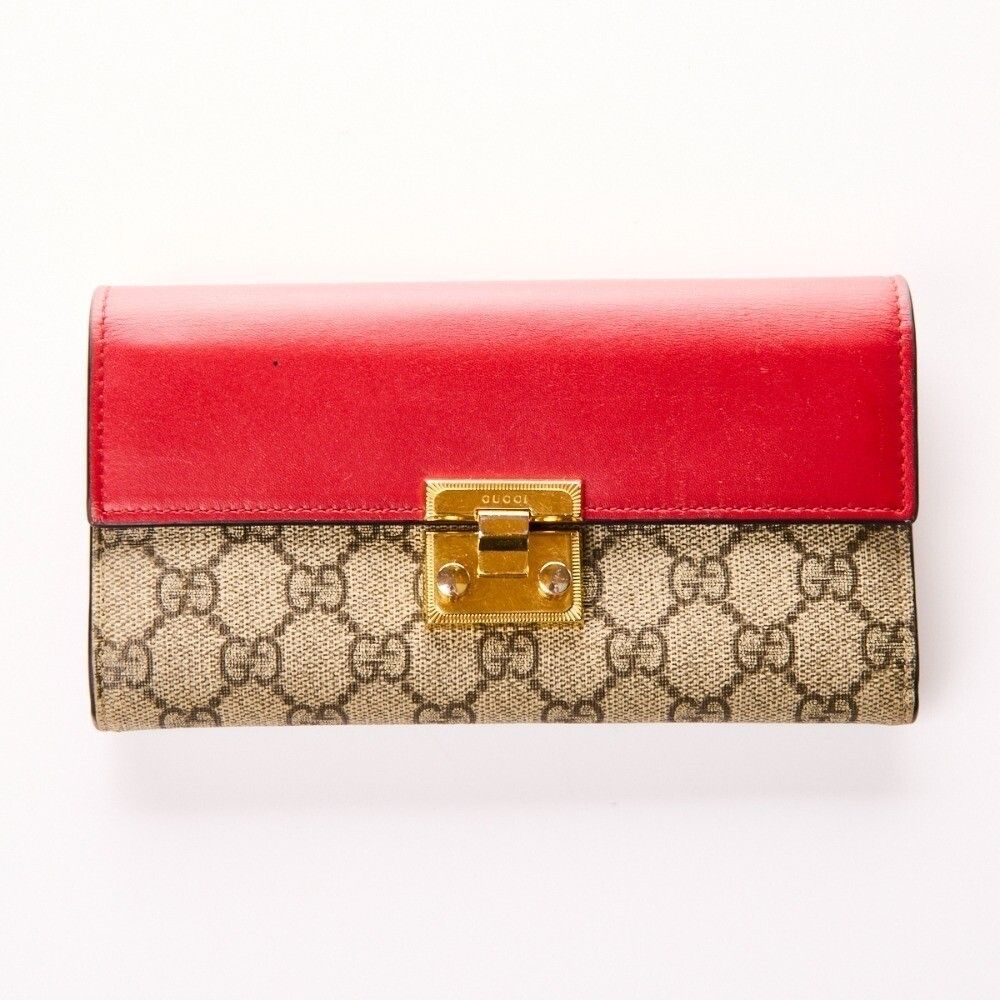 GG Coated Canvas Padlock Continental Wallet on Chain