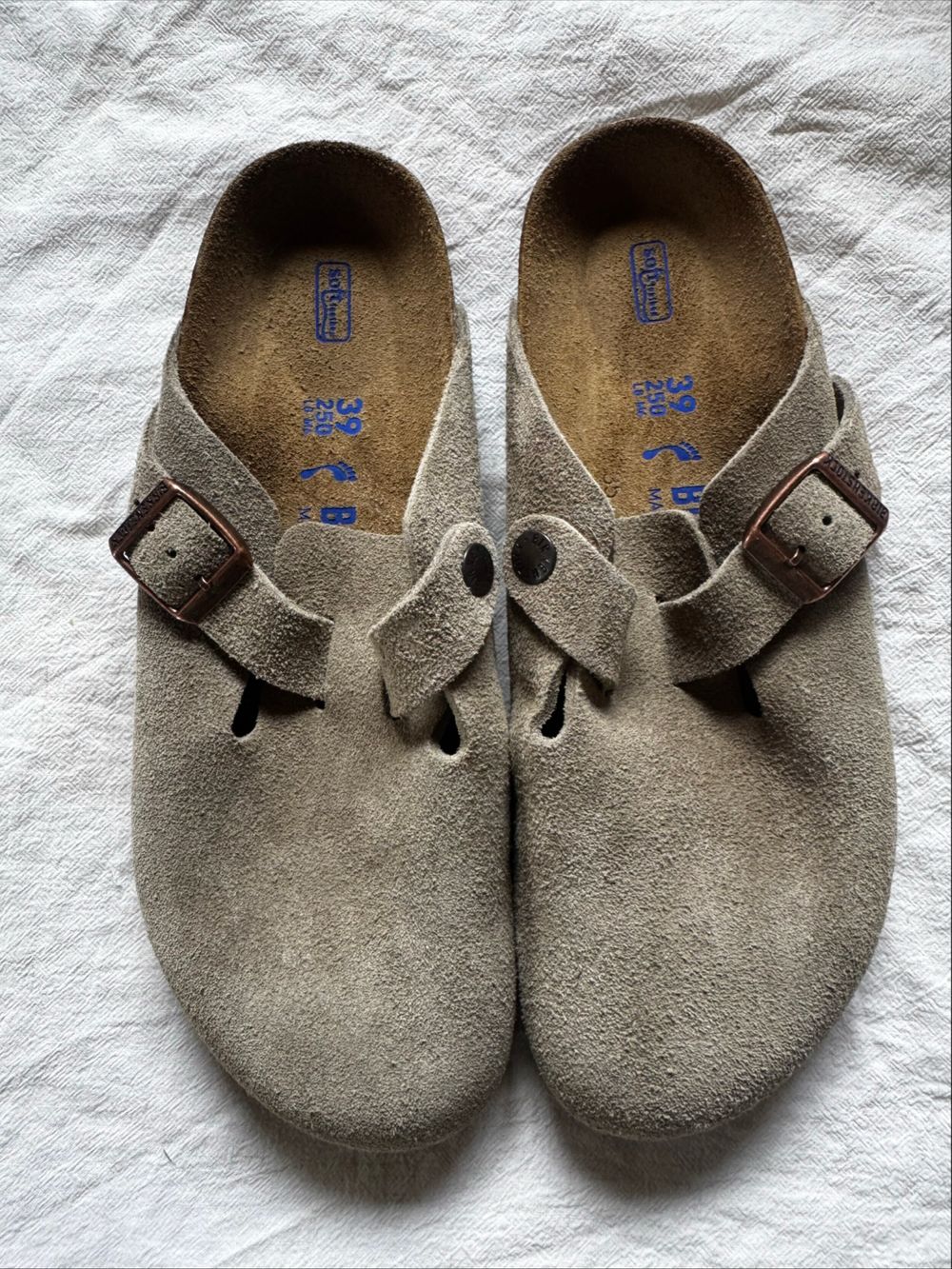 Taupe Suede Boston Birkenstock Clogs