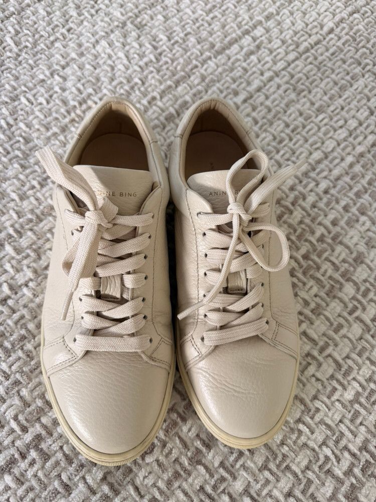 Anine Bing Beige Leather Sneakers