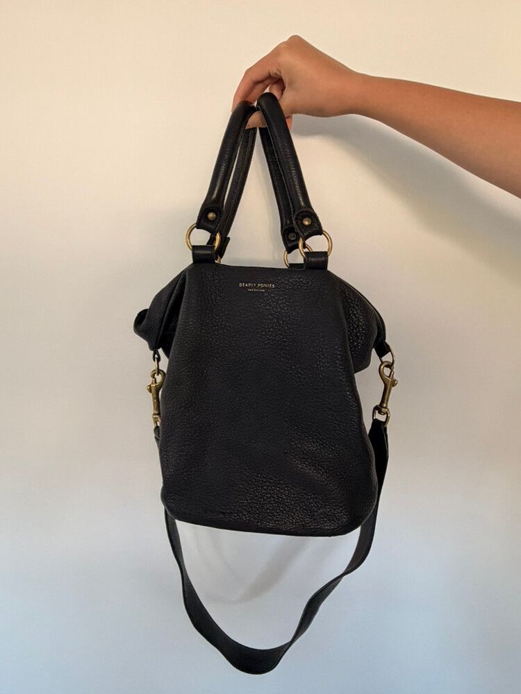 Deadly Ponies Black Leather Handbag