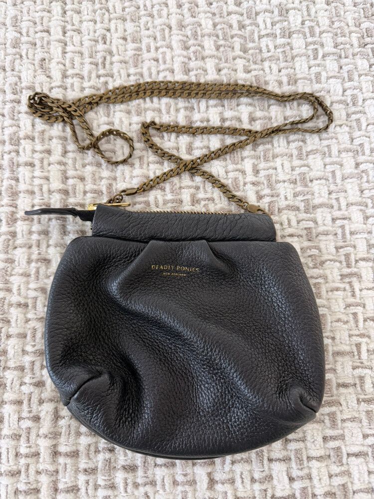 Deadly Ponies Black Leather Crossbody Bag
