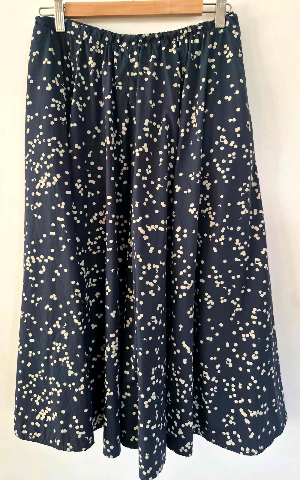 Kowtow Navy Polka Dot Midi Skirt