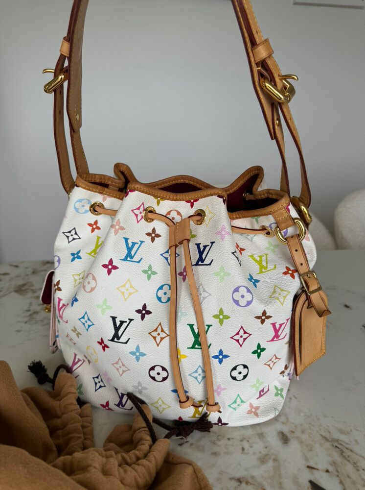 Authentic Louis Vuitton X Takashi Murakami Petit Noe Bucket Bag