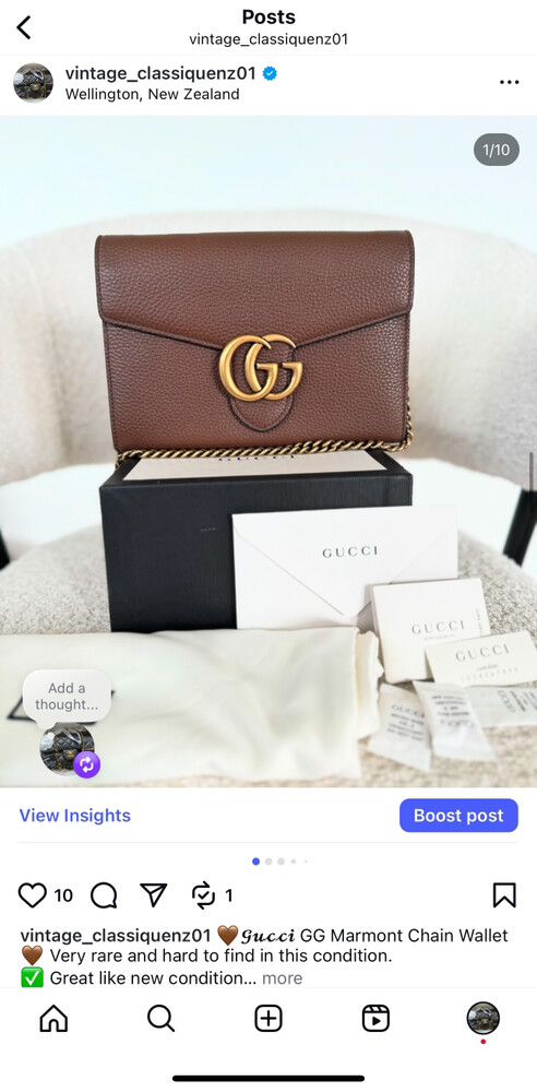 Authentic Gucci Marmont Chain Wallet