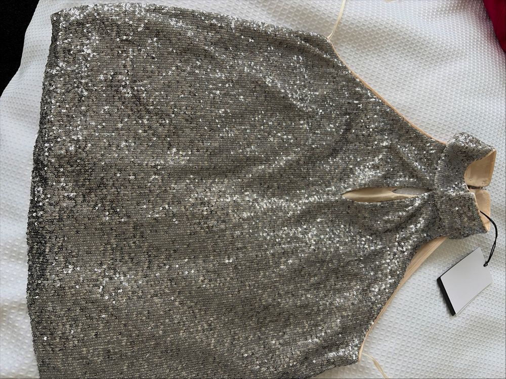 Witchery Silver Sequin Halter Top