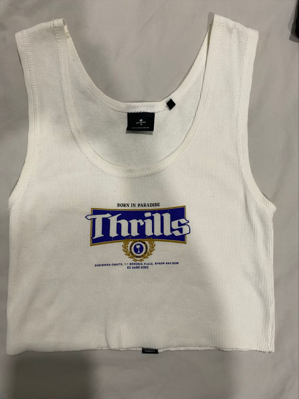 Thrills White Ribbed Crop Top