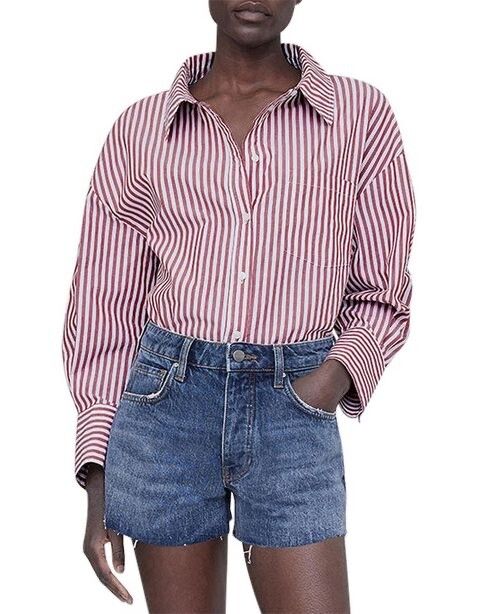 Anine Bing Mika Shirt - Red/White Stripe