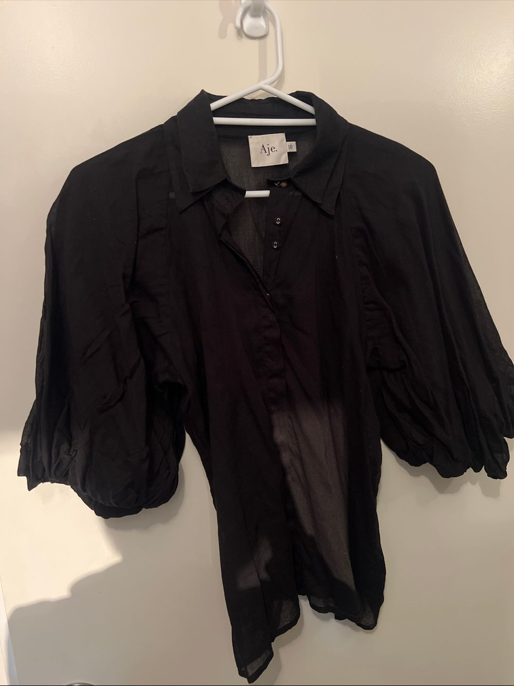 Aje. Black Sheer Shirt