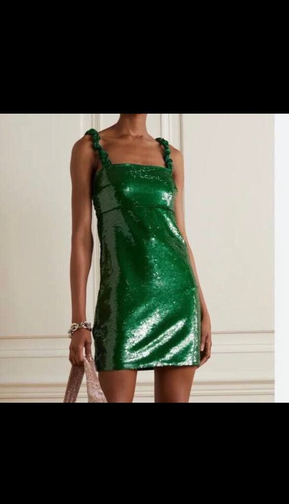 Ganni - GANNI GREEN SEQUINNED DRESS on Designer Wardrobe