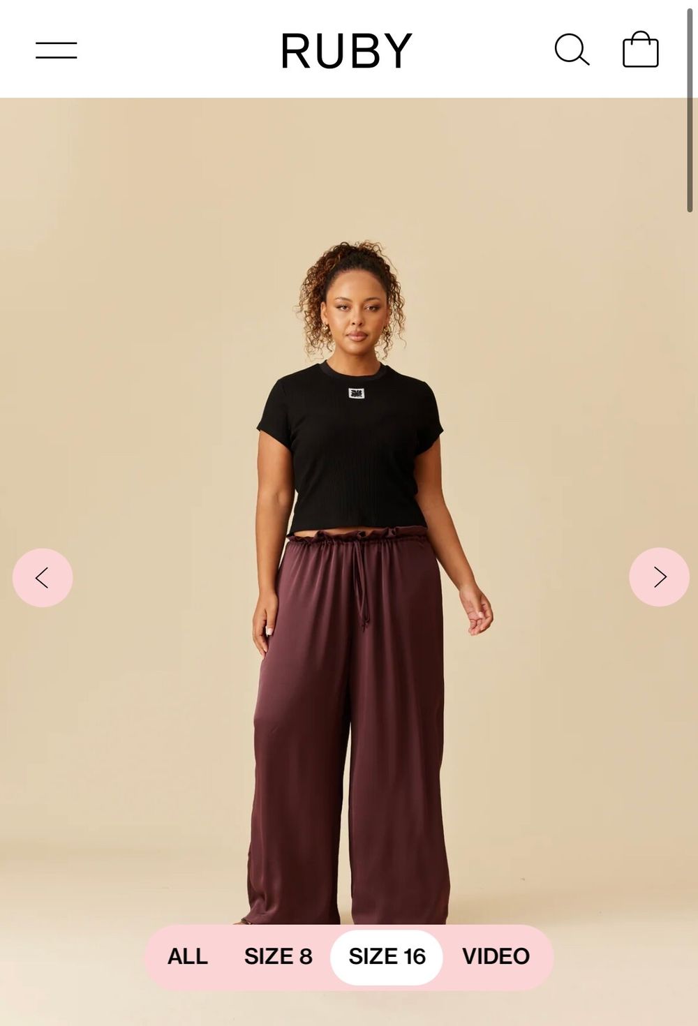 RUBY Burgundy Wide Leg Pants