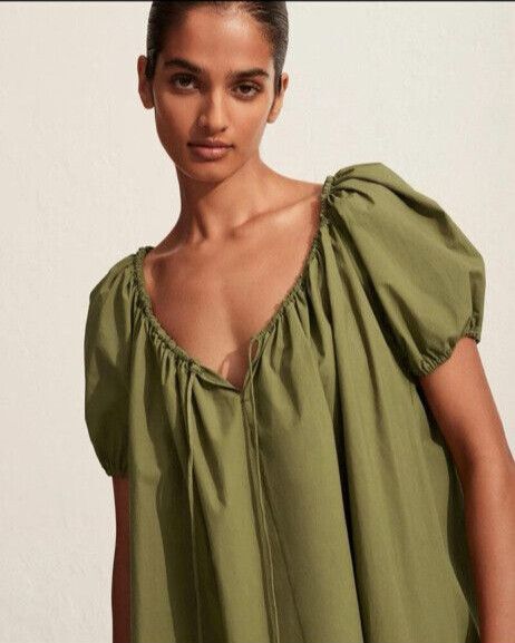 Matteau - Matteau Drawcord Mini Dress - Olive on Designer Wardrobe